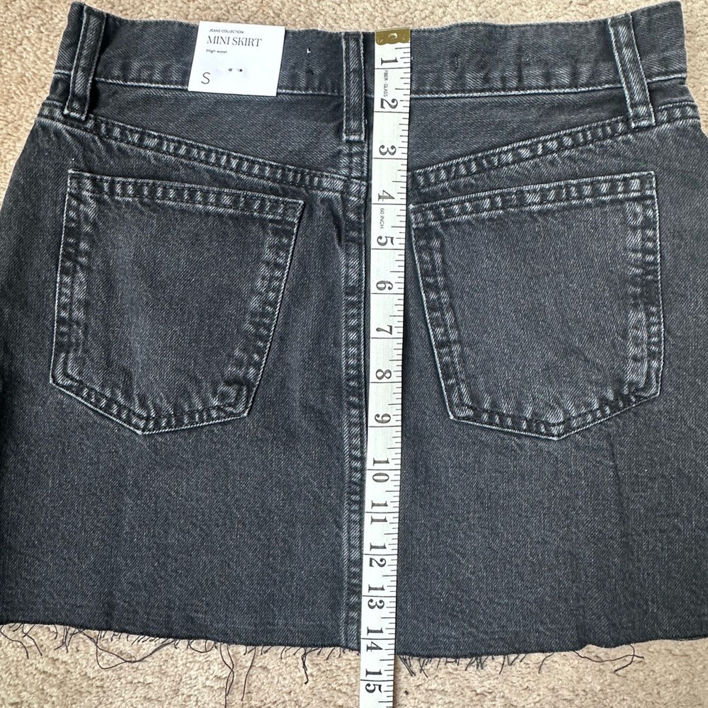 NWT Mango Black Denim Mini Skirt with Frayed Hem size small - Picture 14 of 16